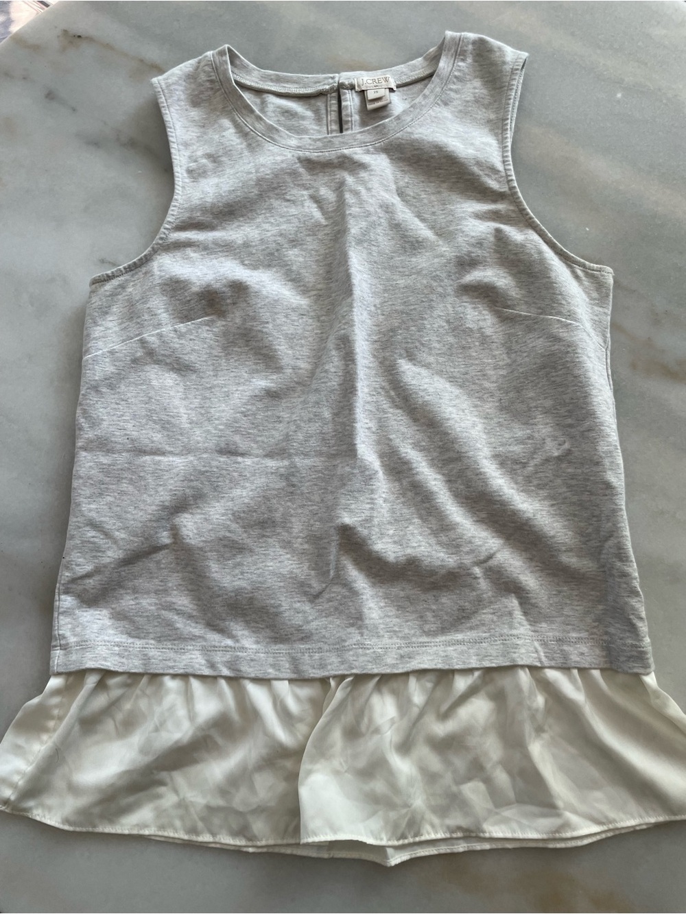 J. Crew Gray Sleeveless Ruffle Hem Top size XS